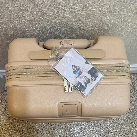 BEIS Hard Shell Suitcase carry on roller in beige/black $268+tax = $290 - Picture 12 of 17